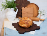 Small Square Scalloped Walnut Cutting Board