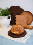 Small Round Scalloped Walnut Cutting Board