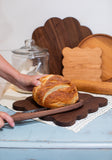 Large Square Scalloped Walnut Cutting Board