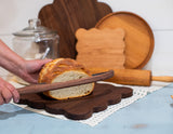 Small Square Scalloped Walnut Cutting Board