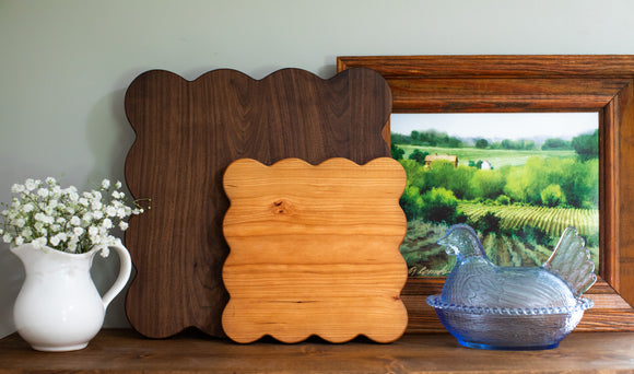Small Square Scalloped Cherry Cutting Board