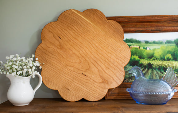 Large Round Scalloped Cherry Cutting Board