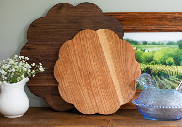 Small Round Scalloped Cherry Cutting Board