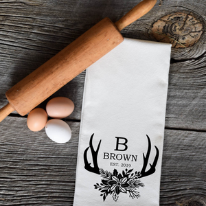 Personalized Floral Antler Dish Cloth